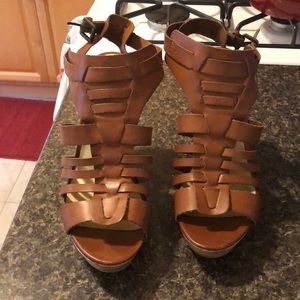 Gently used Guess strapped wedges